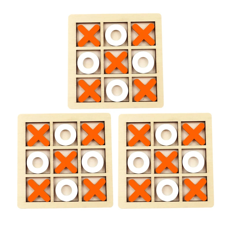 Parent-child playing classic XO game – educational wooden toy