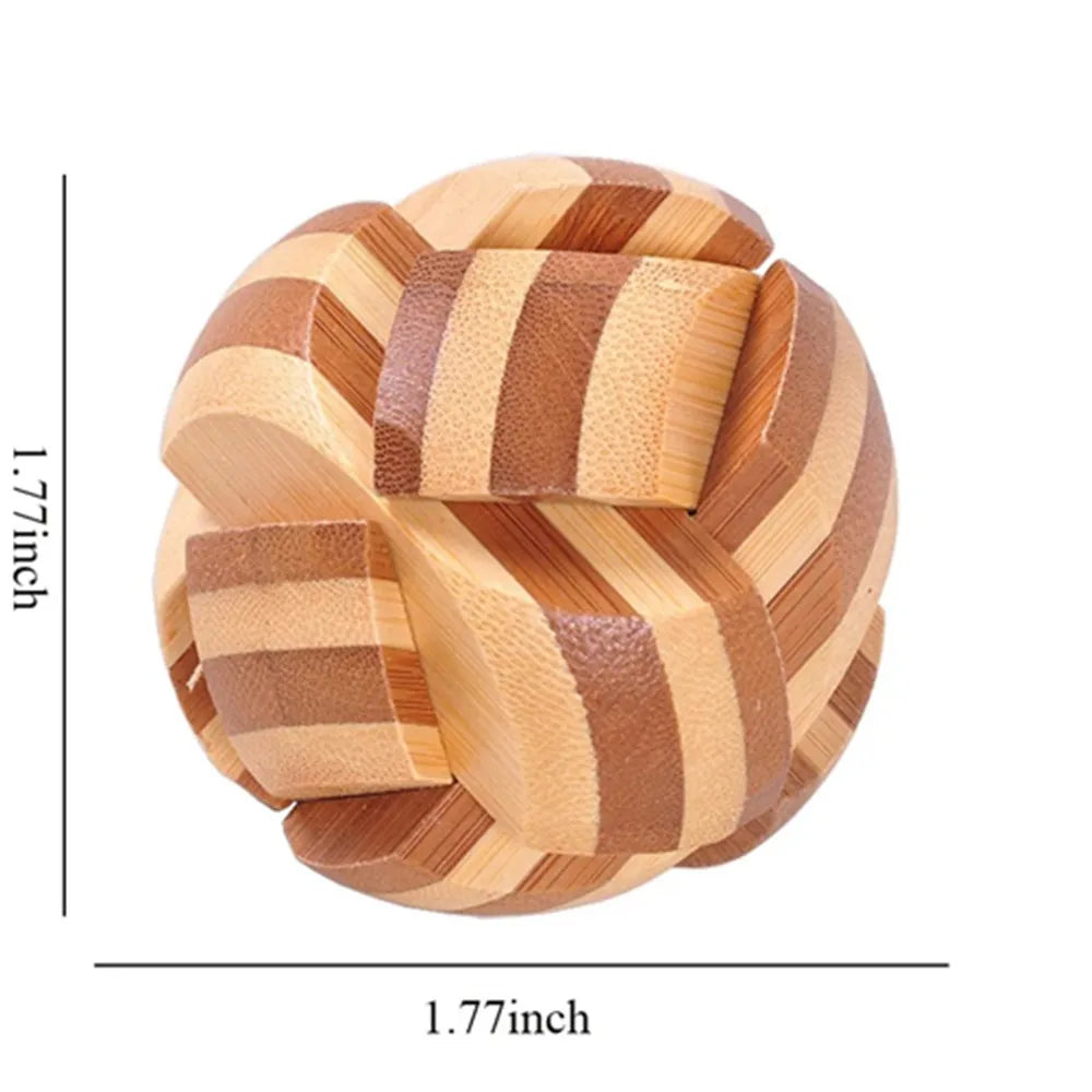 Wooden brain teaser puzzle made from natural wood, tactile focus toy for stress relief and logical thinking.