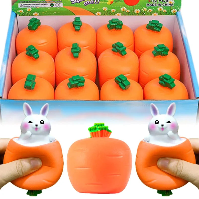 cute rabbit carrot squeeze toy stress relief