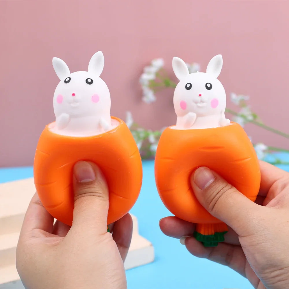 cute rabbit carrot squeeze toy stress relief
