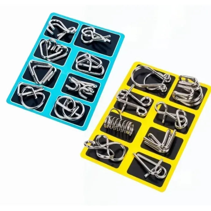 metal wire IQ puzzle set 8 pieces brain teaser