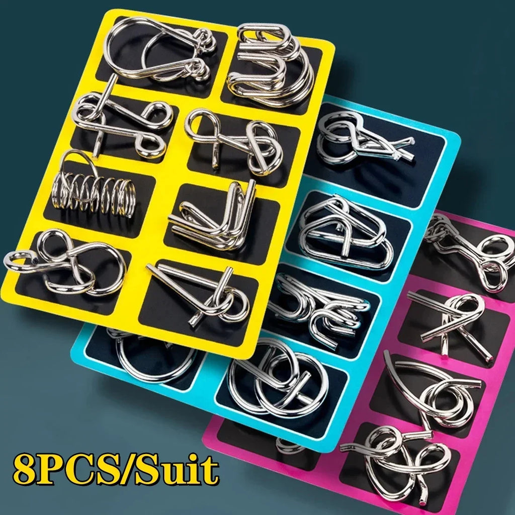 metal wire brain teaser puzzle set for kids and adults