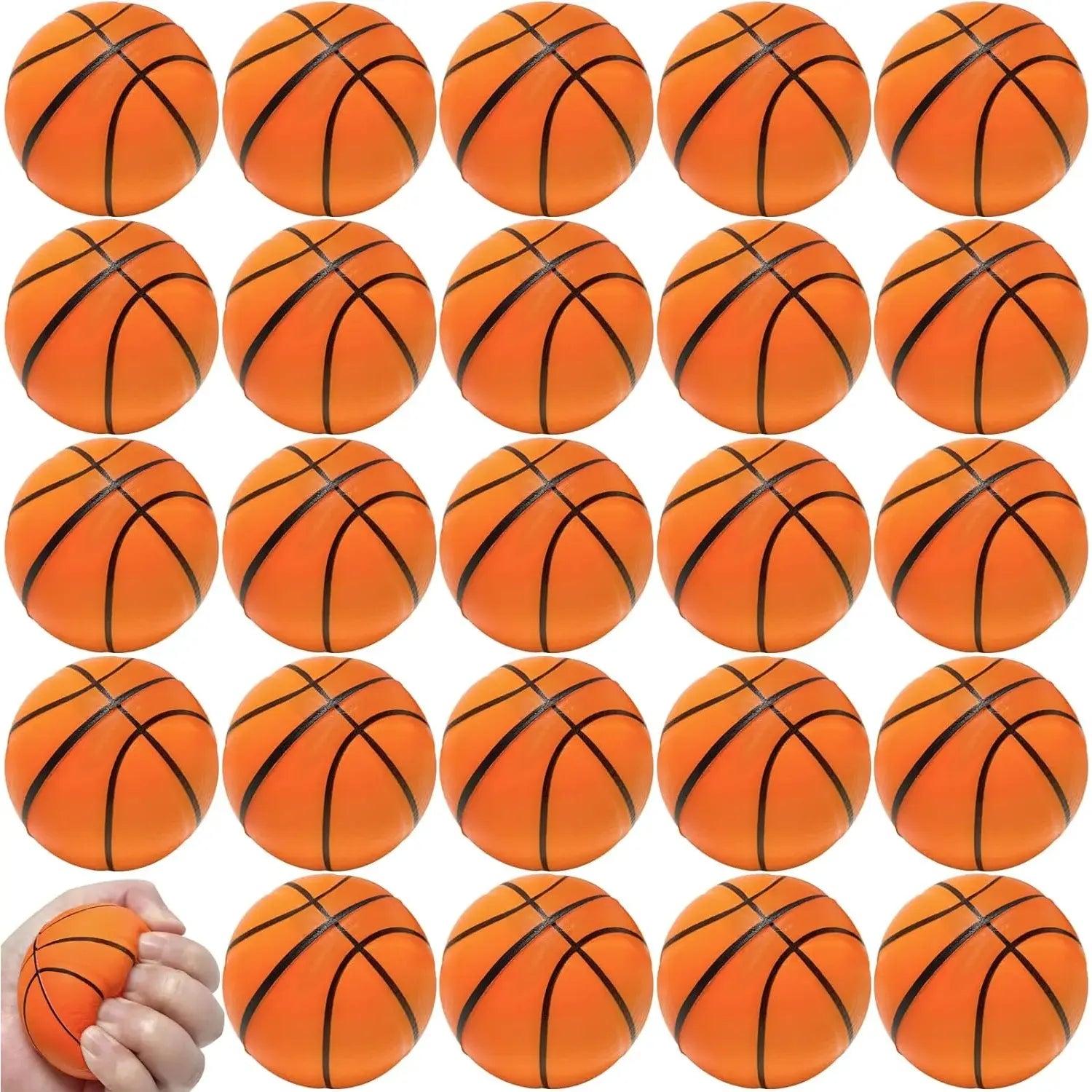 set of colorful foam stress balls basketball soccer heart star